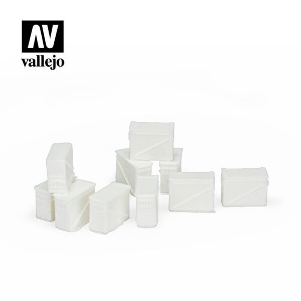 Vallejo    Vallejo Scenics - 1:35 Large Ammo Boxes 12.7mm - VALSC221 - 8429551984911