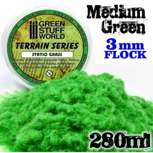 Green Stuff World    Static Grass Flock 3 mm - Medium Green - 280 ml - 8436554365661ES - 8436554365661