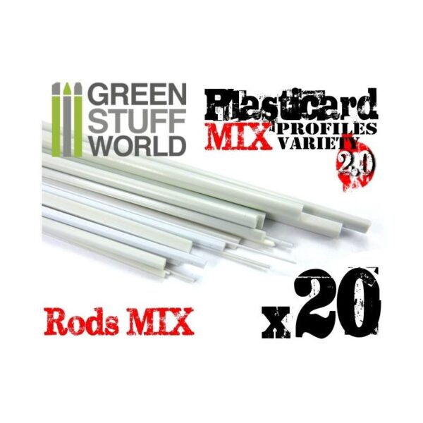 Green Stuff World    ABS Plasticard - Profile - 20x RODs Variety Pack - 8436554366996ES - 8436554366996