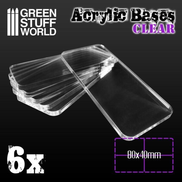 Green Stuff World    Acrylic Bases - Square 80x40mm CLEAR - 8436574503982ES - 8436574503982