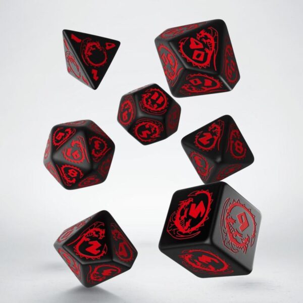 Q-Workshop    Dragons Black & red Dice Set (7) - SDRA06 - 5907814951632