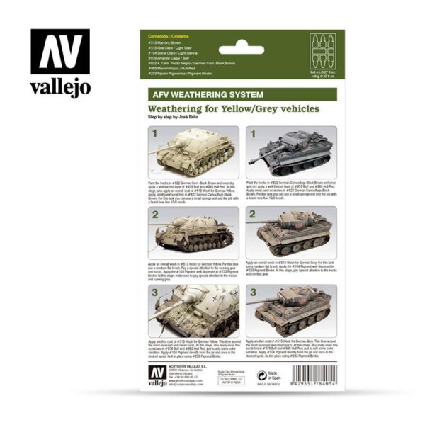 Vallejo    AV Armour Set - AFV Weathering For Yellow & Grey Vehicles - VAL78405 - 8429551784054