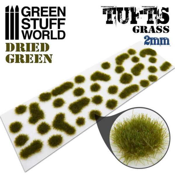 Green Stuff World    Grass TUFTS - 2mm self-adhesive - DRY GREEN - 8436574506976ES - 8436574506976