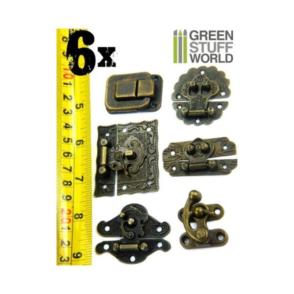 Green Stuff World    6x Box Locks ANTIQUE BRONZE - Catch Latches - 8436554366491ES - 8436554366491