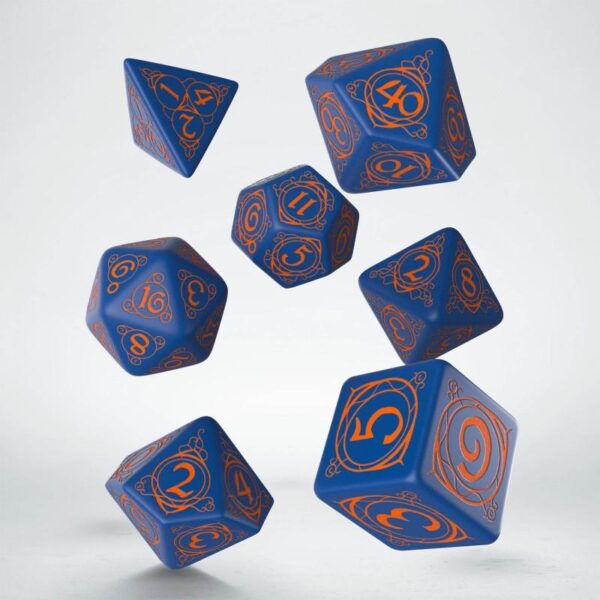 Q-Workshop    Wizard Dark Blue & Orange Dice Set (7) - SWIZ90 - 5907699493913