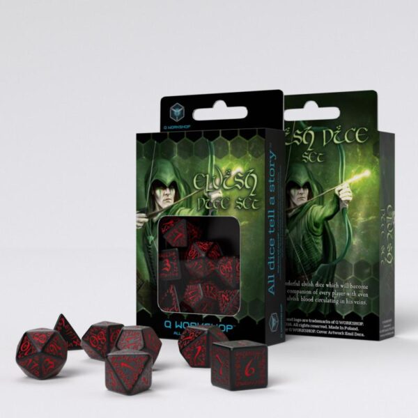 Q-Workshop    Elvish Black & red Dice Set (7) - SELV06 - 5907814951182