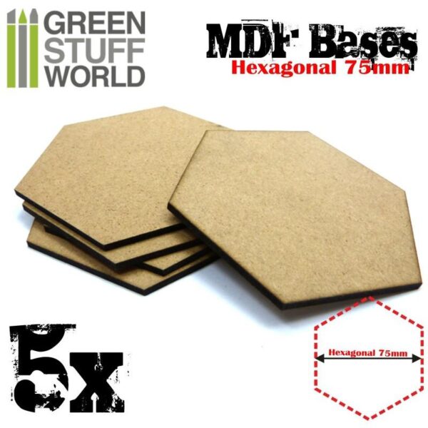Green Stuff World    MDF Bases - Hexagonal 75 mm - 8436554368570ES - 8436554368570