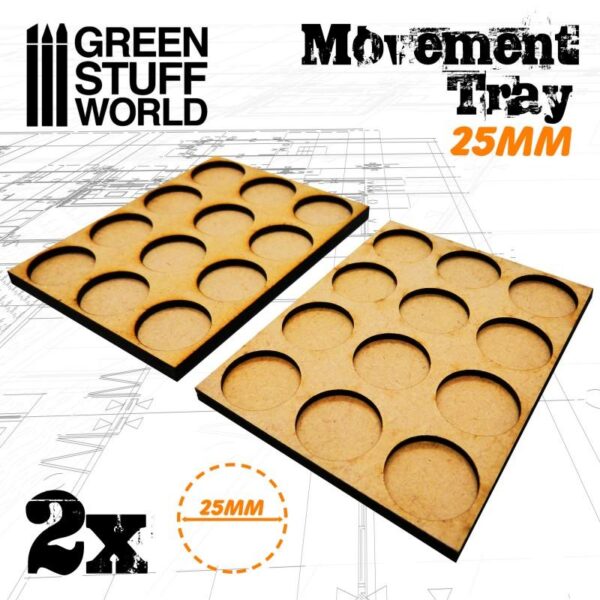 Green Stuff World    MDF Movement Trays 25mm 3x4 -  Skirmish Lines - 8436574502862ES - 8436574502862