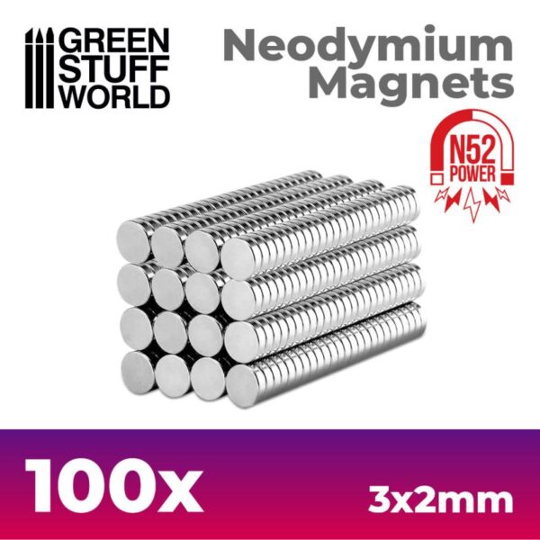 Green Stuff World    Neodymium Magnets 3x2mm - 100 units (N52) - 8436554367634ES - 8436554367634