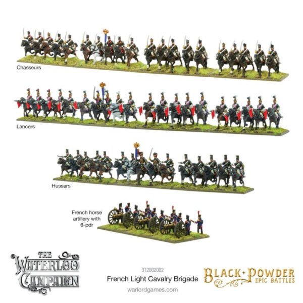 Warlord Games Black Powder Epic Battles   Black Powder Epic Battles: Waterloo - French Light Cavalry Brigade - 312002002 - 5060572509924