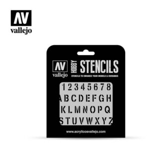 Vallejo    AV Vallejo Stencils - 1:35 Stamp Font - VALST-LET002 - 8429551986519