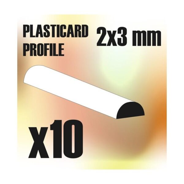 Green Stuff World    ABS Plasticard - Profile SEMICIRCLE 2x3 mm - 8436554366101ES - 8436554366101