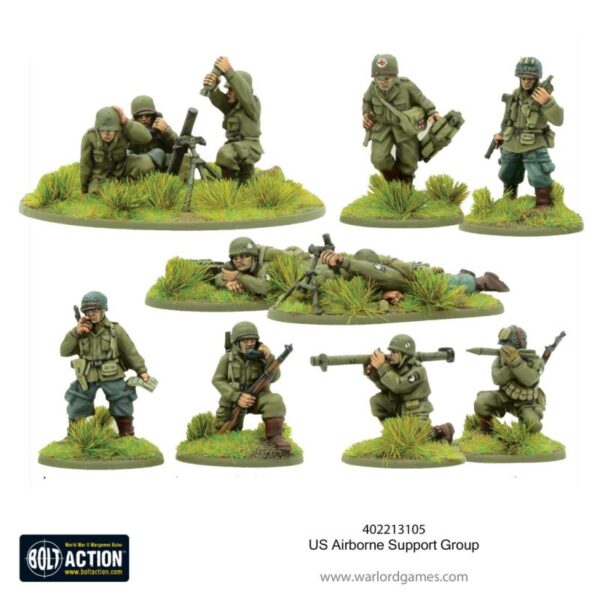 Warlord Games Bolt Action   US Airborne Support group (1944-45) (HQ, Mortar & MMG) - 402213105 - 5060572503588