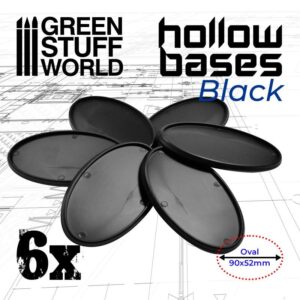 Green Stuff World    Hollow Plastic Bases - BLACK Oval 90x52mm - 8435646504049ES - 8435646504049