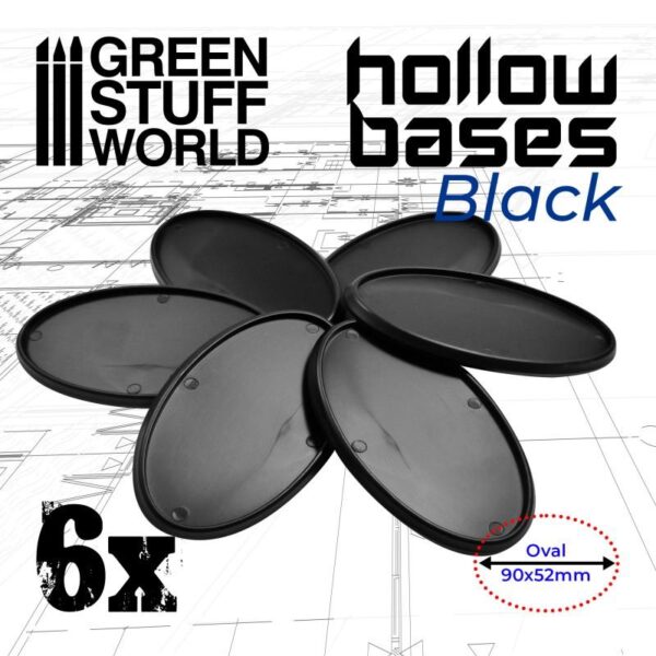 Green Stuff World    Hollow Plastic Bases - BLACK Oval 90x52mm - 8435646504049ES - 8435646504049