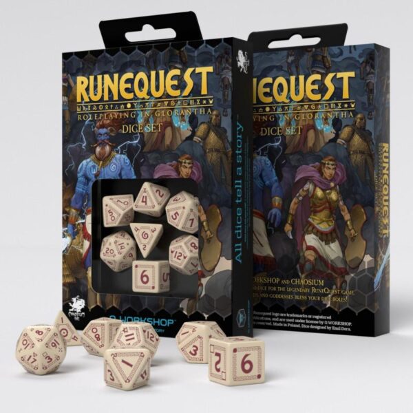 Q-Workshop    RuneQuest Beige & burgundy Dice Set (7) - SRQU87 - 5907699493876