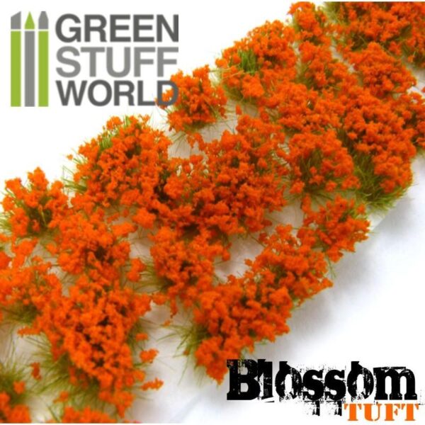 Green Stuff World    Blossom TUFTS - 6mm self-adhesive - ORANGE Flowers - 8436554367801ES - 8436554367801