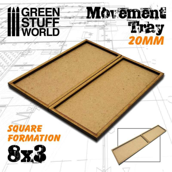 Green Stuff World    MDF Movement Trays 20mm 8x3 - 8435646511030ES - 8435646511030