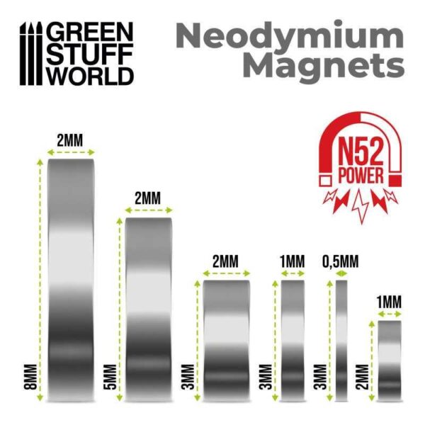 Green Stuff World    Neodymium Magnets 2x1mm - 50 units (N52) - 8435646510200ES - 8435646510200