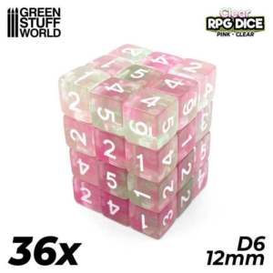 Green Stuff World    36x D6 12mm Dice - Clear Pink - 8435646514949ES - 8435646514949