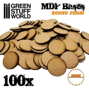 Green Stuff World    MDF Bases: Round 25 mm (Pack x100) - 8436574505504ES - 8436574505504