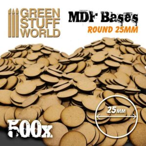 Green Stuff World    MDF Bases: Round 25 mm (Pack x500) - 8435646502595ES - 8435646502595