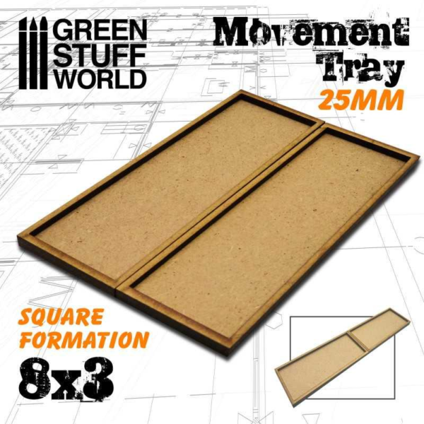 Green Stuff World    MDF Movement Trays 25mm 8x3 - 8435646511047ES - 8435646511047