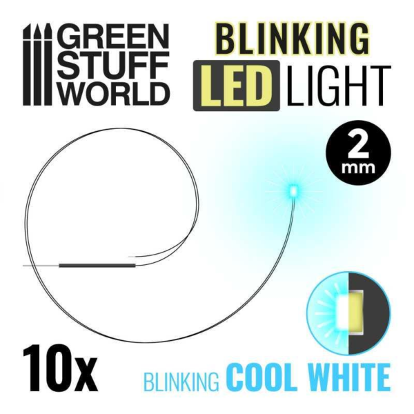 Green Stuff World    Blinking LEDs - Cool White - 2mm - 8435646510125ES - 8435646510125