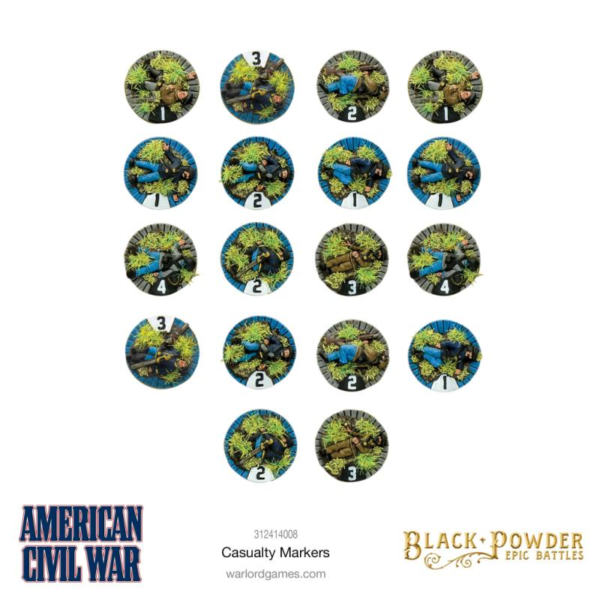 Warlord Games Black Powder Epic Battles   Black Powder Epic Battles: American Civil War Casualty Markers - 312414008 - 5060917991476