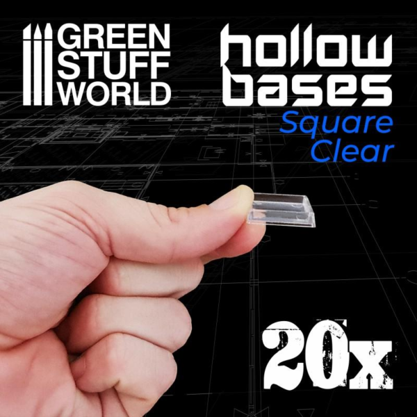 Green Stuff World    Plastic Clear Square Hollow Base 25mm - 8435646509310ES - 8435646509310