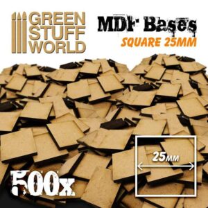 Green Stuff World    MDF Bases: Square 25 mm (Pack x500) - 8435646502571ES - 8435646502571