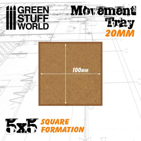 Green Stuff World    MDF Movement Trays 20mm 5x5 - 8435646511016ES - 8435646511016