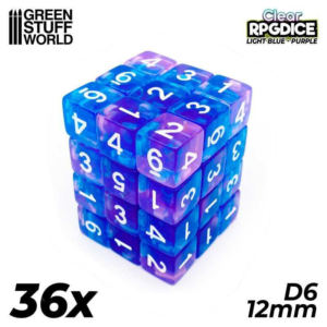 Green Stuff World    36x D6 12mm Dice - Light Blue - Purple - 8435646514437ES - 8435646514437