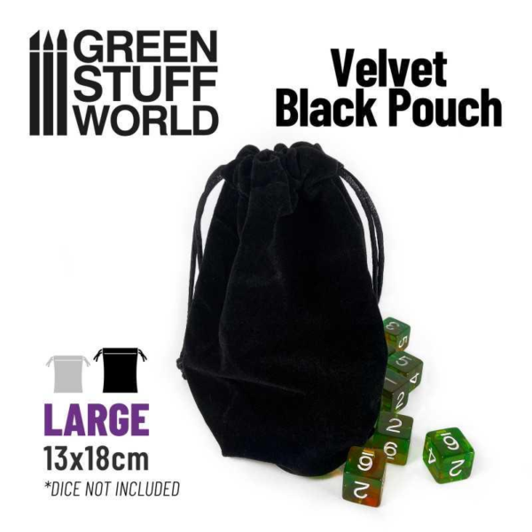 Green Stuff World    Large Velvet Black Pouch with Drawstrings - 8435646510132ES - 8435646510132