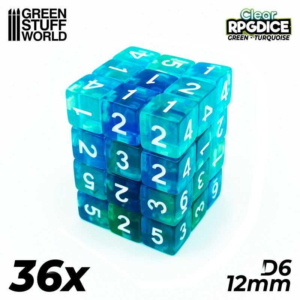 Green Stuff World    36x D6 12mm Dice - Green-Turquoise - 8435646514406ES - 8435646514406