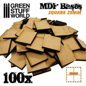 Green Stuff World    MDF Bases: Square 25 mm (Pack x100) - 8436574505542ES - 8436574505542