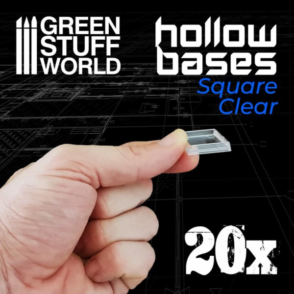 Green Stuff World    Plastic Clear Square Hollow Base 20mm - 8435646509303ES - 8435646509303