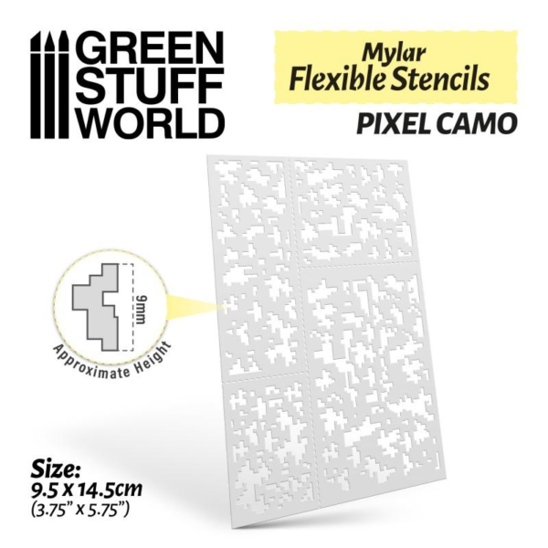 Green Stuff World    Flexible Stencils - Pixel Camo (9mm Approx) - 8435646510415ES - 8435646510415