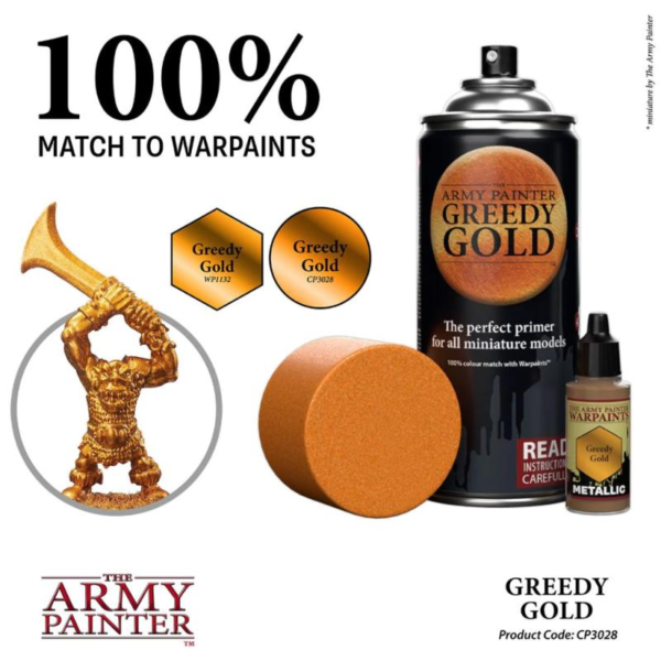 The Army Painter    Spray Colour Primer - Greedy Gold - APCP023 - 5713799302815