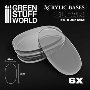 Green Stuff World    Acrylic Bases - Oval Pill 75x42mm Clear - 8435646511566ES - 8435646511566