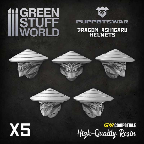 Green Stuff World    Dragon Ashigaru Helmets - 5904873423896ES - 5904873423896