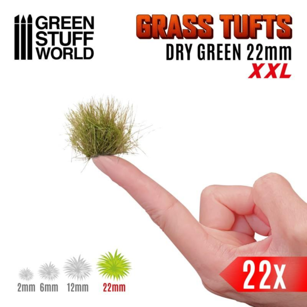 Green Stuff World    Grass Tufts XXL - 22mm self-adhesive - Dry Green - 8435646509495ES - 8435646509495
