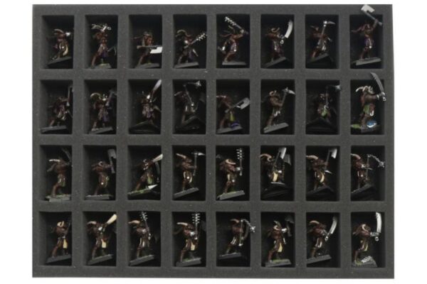 Safe and Sound    Foam tray for 32 miniatures on 32mm bases for old cases - SAFE-FT32MGW - 5907459694659