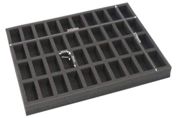 Safe and Sound    Foam tray for 40 miniatures on 25mm bases for old cases - SAFE-FT40MGW - 5907459694635