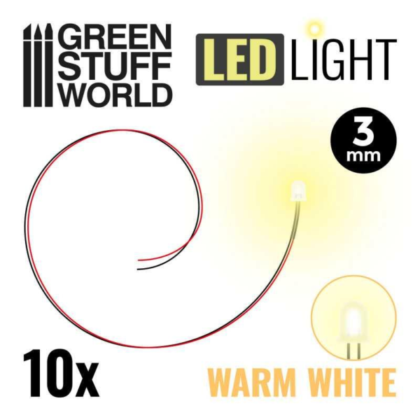 Green Stuff World    Warm White LED Lights - 3mm - 8435646511825ES - 8435646511825