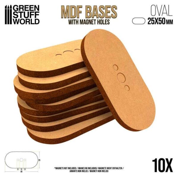 Green Stuff World    MDF Bases - Oval Pill 25x50mm - 8435646515533ES - 8435646515533