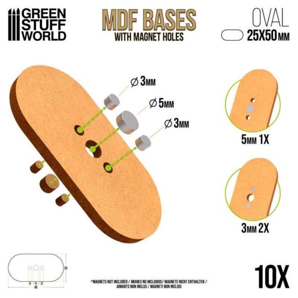Green Stuff World    MDF Bases - Oval Pill 25x50mm - 8435646515533ES - 8435646515533