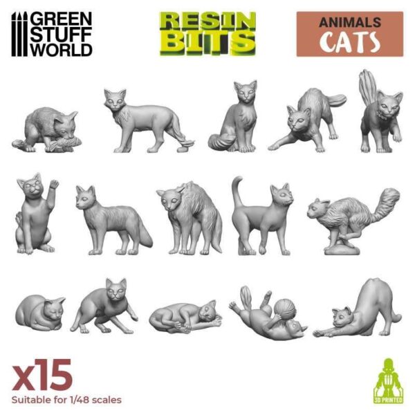 Green Stuff World    3D Printed Set - Cats - 8435646517926ES - 8435646517926