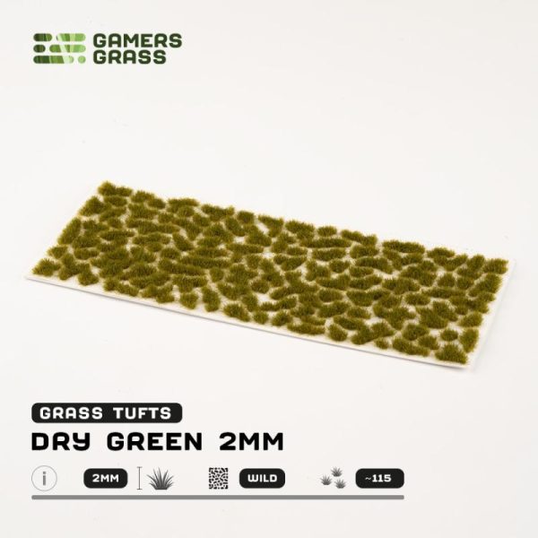 Gamers Grass    Dry Green - Tiny Tufts Wild 2mm (Gamer's Grass Gen II) - GG2-DGR - 738956790835