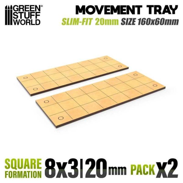 Green Stuff World    MDF Movement Trays - Slimfit Square 160x60mm - 8435646521121ES - 8435646521121